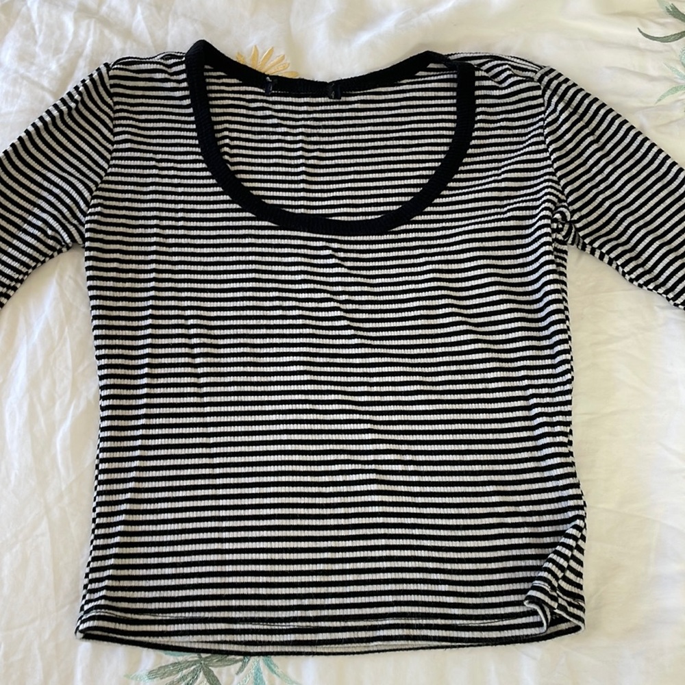 striped forever 21 longsleeve crop top